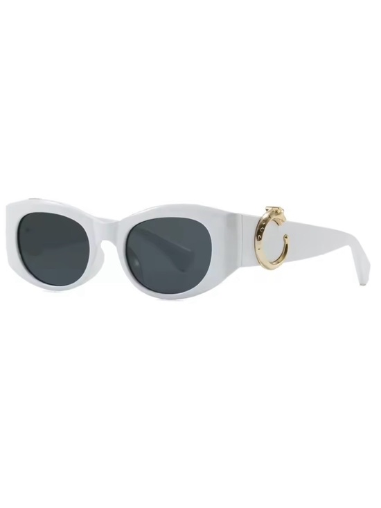 Nordstrom Accessories - White Oval Sunglasses with Gold Hoop Accent